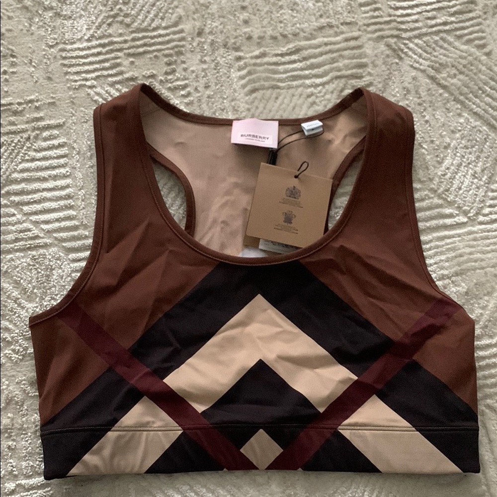 Burberry Women's Brown and Black Sports Bra